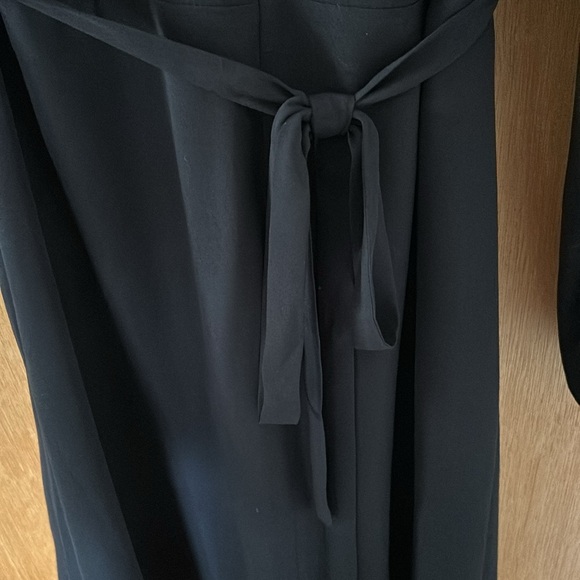 EUC classic black faux-wrap dress with tie, cute button detail at sleeve - Picture 9 of 12